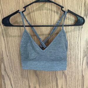 Secret Treasures gray striped sports bra sz medium no padding
